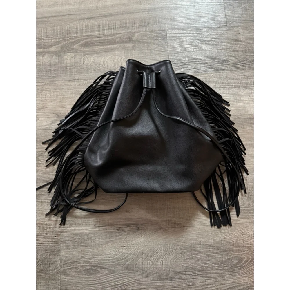 Victoria’s Secret Fringe Bag Backpack Black NWT Boho Western Festival Y2K - Picture 4 of 6